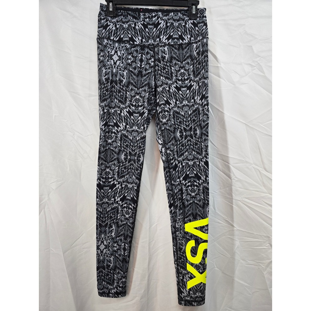 Victoria's Secret VSX Sport Knockout High Waisted Leggings Black White Neon Ye M